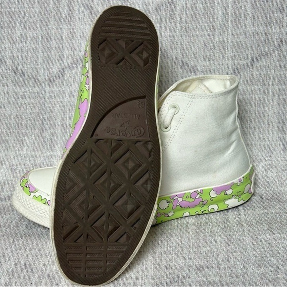 Converse Chuck Taylor‎ 70 High Crafted Floral White Ivory Lime Pink Women's 8.5 - Picture 6 of 9